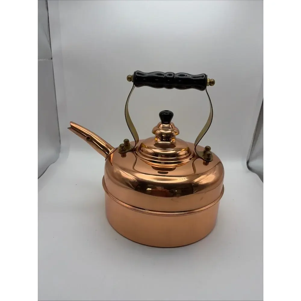 Old Dutch International copper plated tea kettle. Vintage